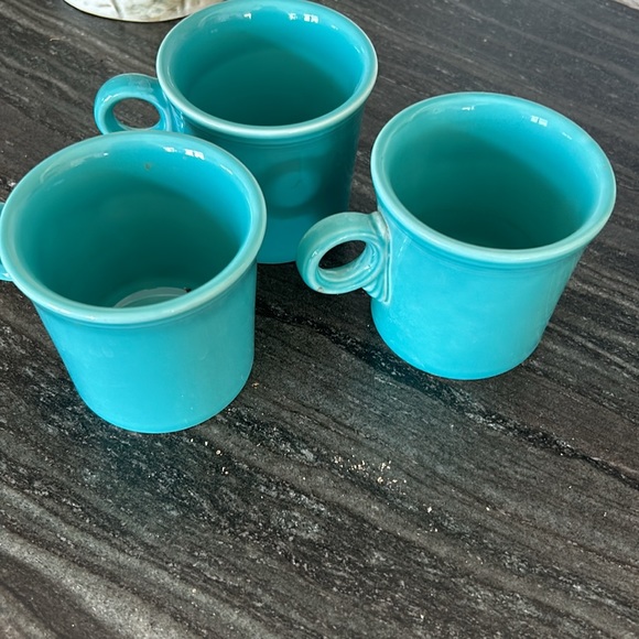 3 Pc Vintage Fiesta ware Aqua Mugs - Used - Picture 9 of 11